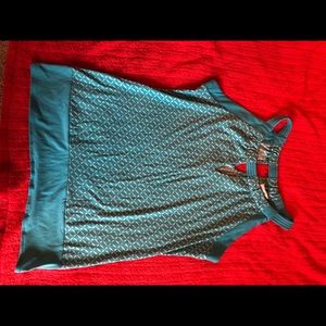 HALTER TANK TOP with blue and white designs